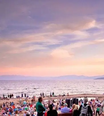 Music on the beach sunset Lake Tahoe