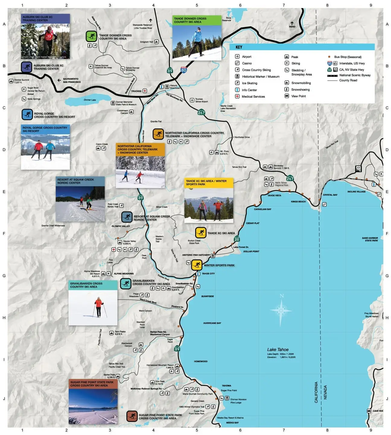 Detailed North Lake Tahoe nordic ski map